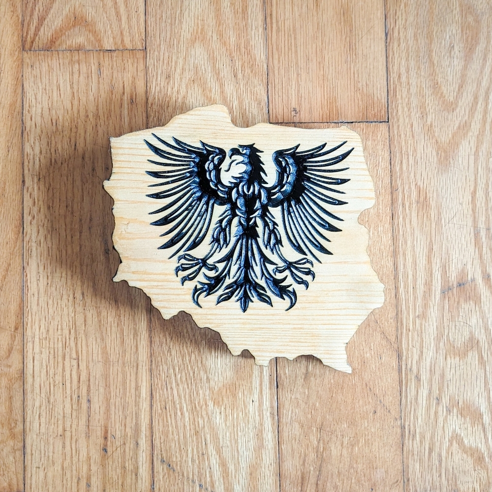 Wooden Polish Coat of Arms Eagle Wall Plaque